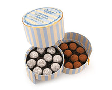 Ladda bild till bildvisaren Milk &amp; Dark Sea Salt Caramel Truffles  Striped Box 240gr NYHET