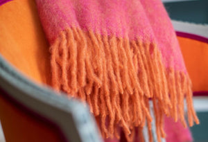 Mohair Blanket - Orange & Pion Melange