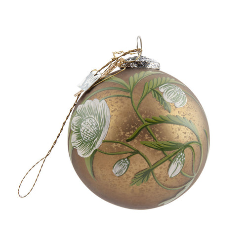 Christmas Rose Glass Baulbe