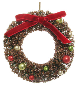 Wreath Ornament With Velvet Bow 12 cm