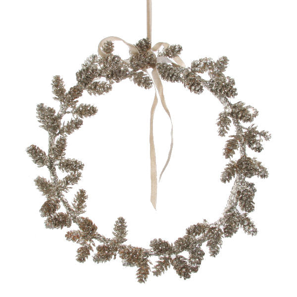 Glitter Mini Cone Silver Wreath