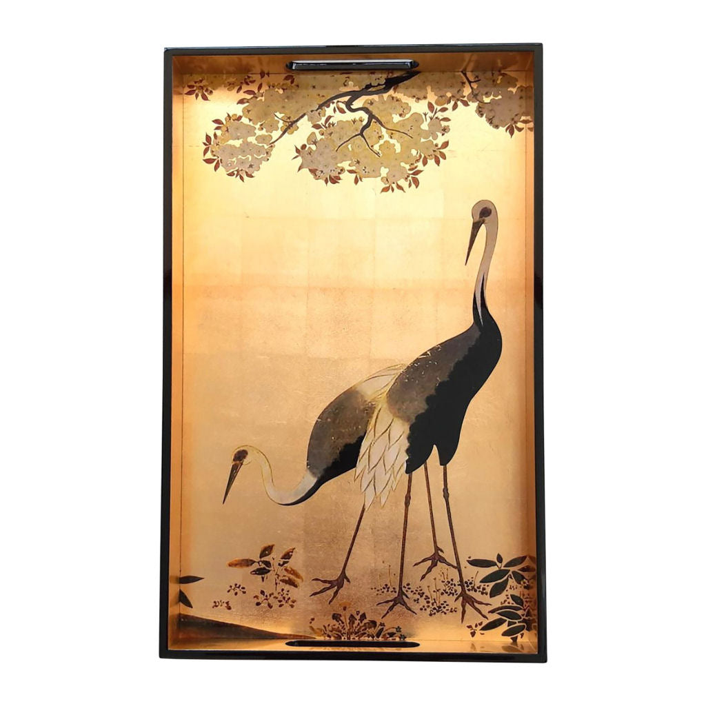 Lacquered Tray Gold Quail