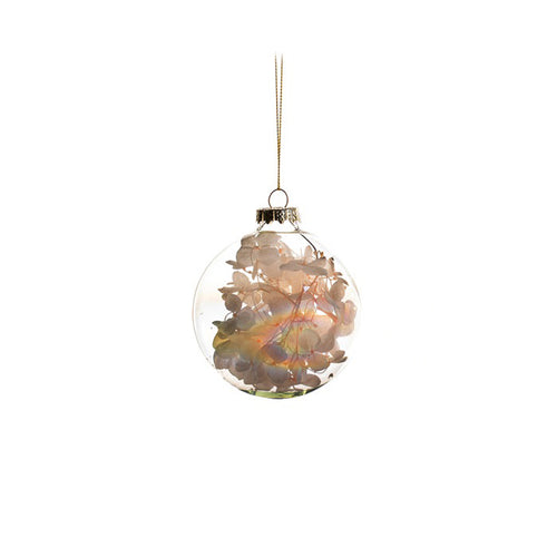 Glass Flower Filled Ornament Round