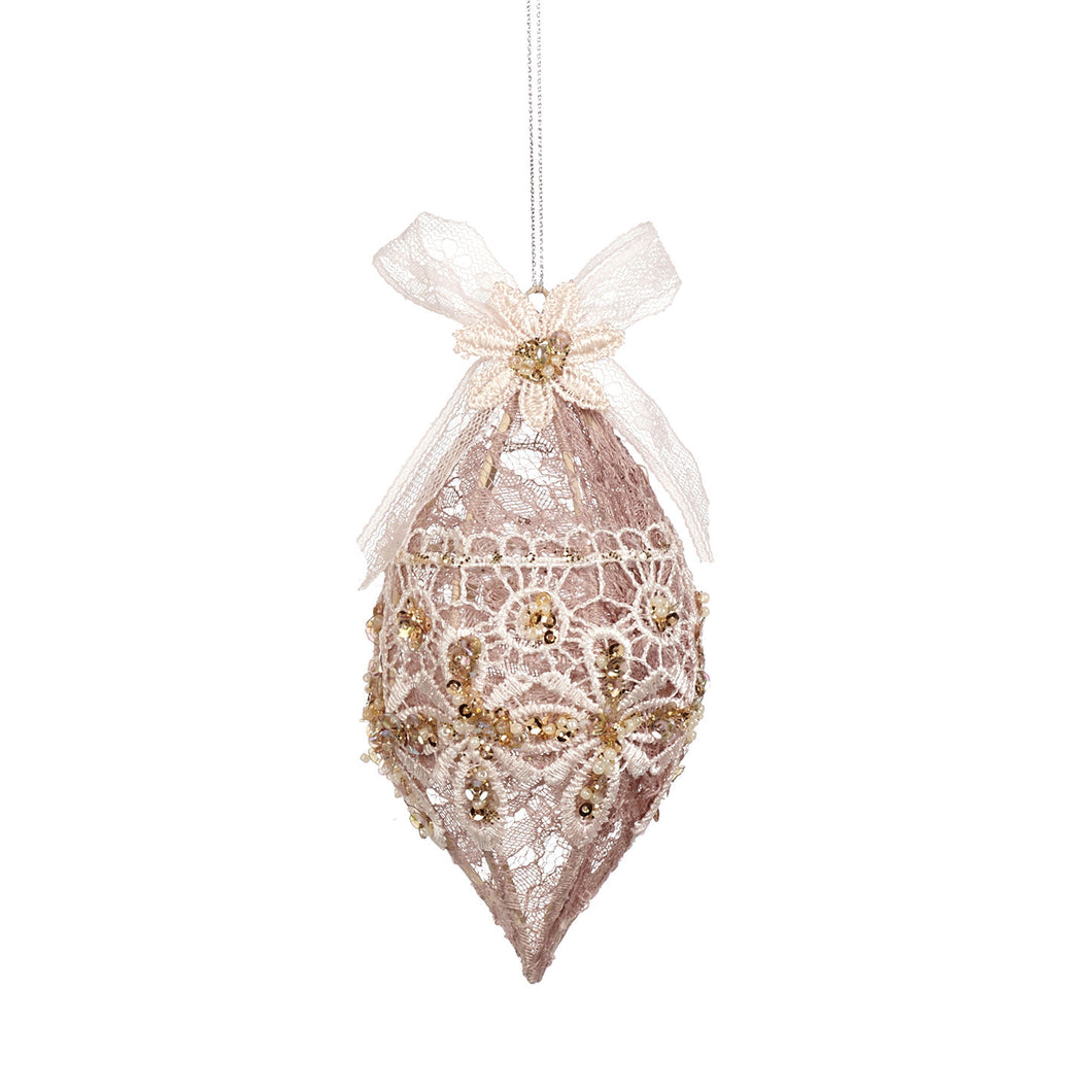 Lace Pearl Ornament Rosé Droplet