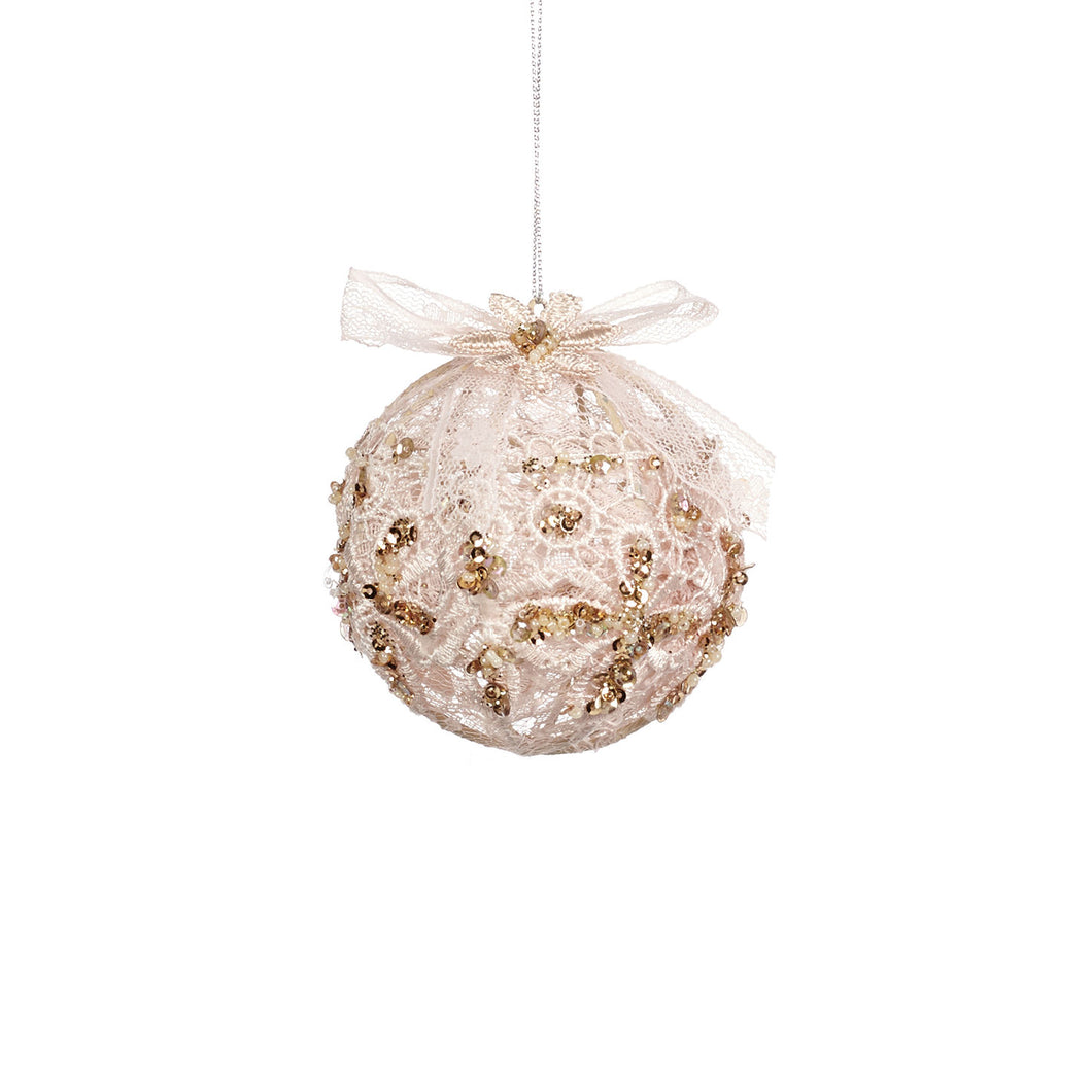 Lace Pearl Ornament Rosé Ball