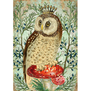 Owl & Crown Christmas Card