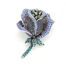 Ladda bild till bildvisaren Brosch Vintage Strass Bleu