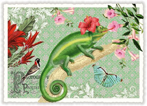 Carte Postale Chamäleon Fleur